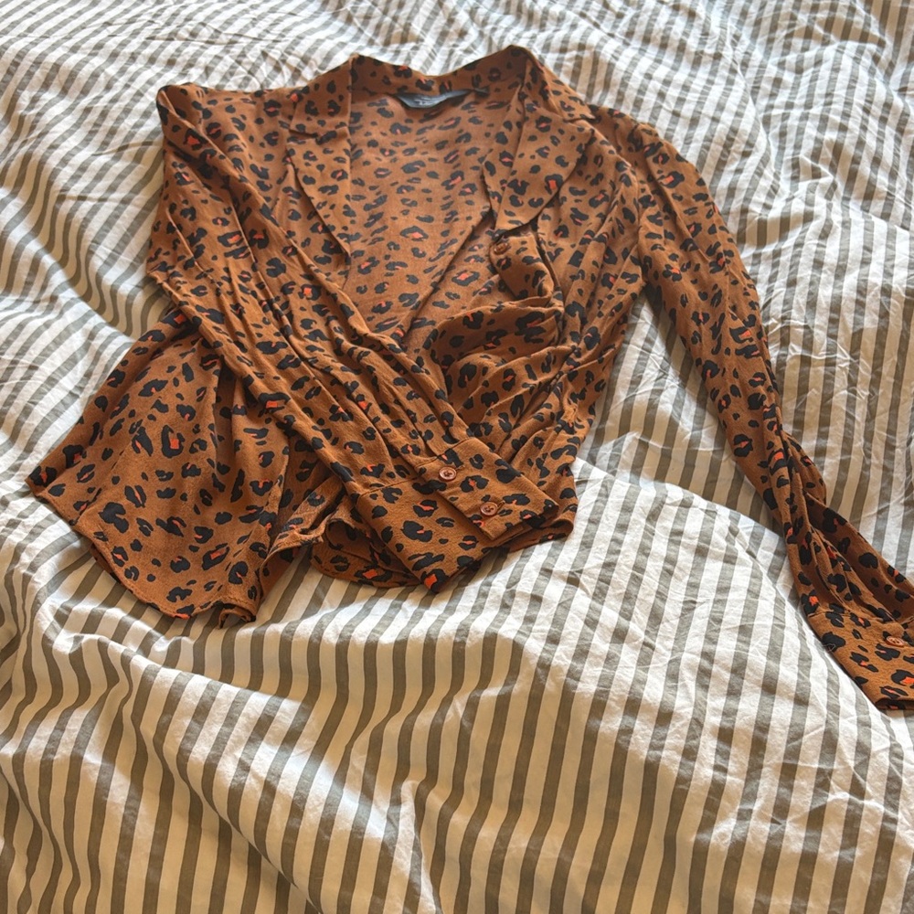 & Other Stories Brown Animal Print Blouse